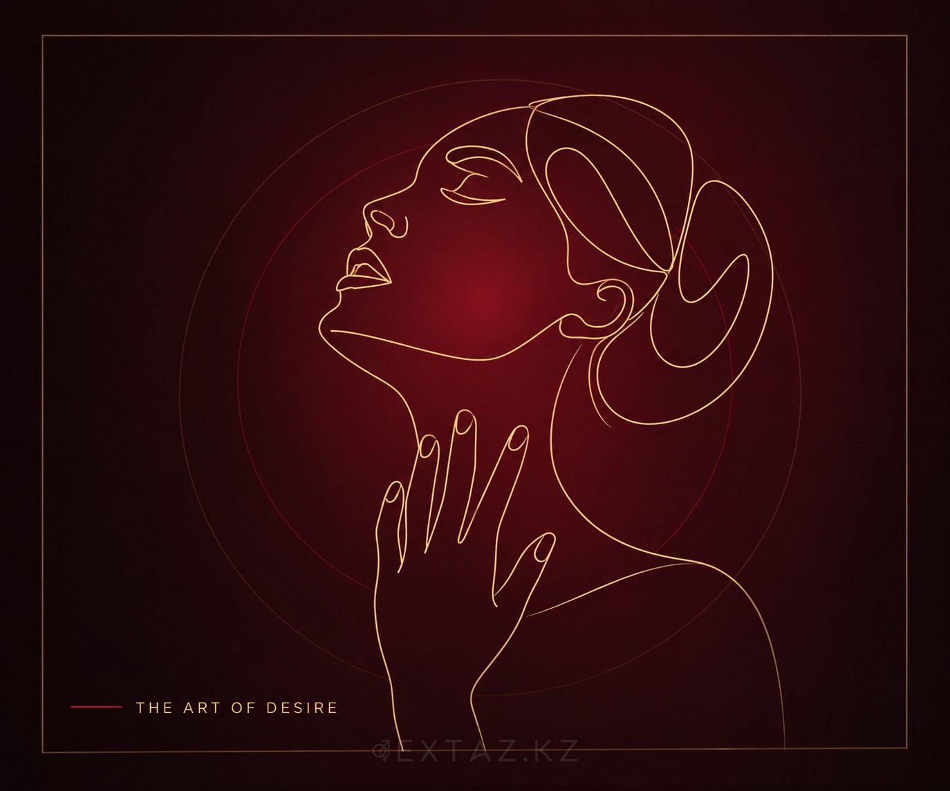 The Art of Desire — золотая линейная иллюстрация женщины