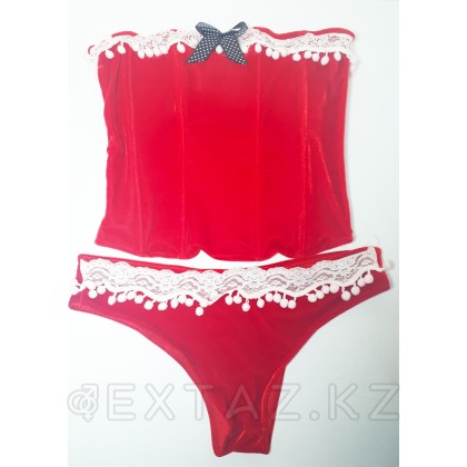 Новогодний комплект белья корсет и трусики красные (L-XL) от sex shop Extaz