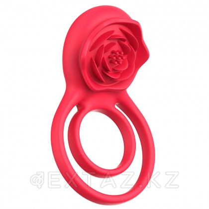 Двойное эрекционное кольцо с вибрацией и стимулятором клитора Rose от sex shop Extaz фото 9