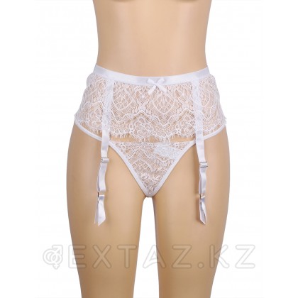 Кружевные трусики с поясом и подвязками для чулок кружевные белые Tender (XL) от sex shop Extaz фото 4