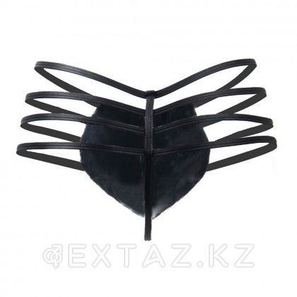 Кожаные мужские стринги Ohyeah Zipper Black, на молнии со стрепами, XL от sex shop Extaz фото 8