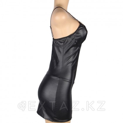 Кожаное платье с кружевом и стрепами Ohyeah Sexy Black +стринги, 3XL-4XL от sex shop Extaz фото 6
