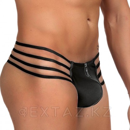Кожаные мужские стринги Ohyeah Zipper Black, на молнии со стрепами, L от sex shop Extaz фото 2