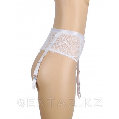 Кружевные трусики с поясом и подвязками для чулок кружевные белые Tender (XL) от sex shop Extaz фото 6