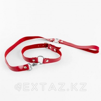 Чокер из натуральной кожи с поводком Red от sex shop Extaz