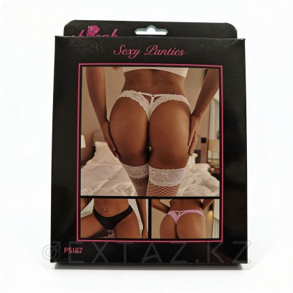 Трусики-танга женские с цветочным принтом, черные, 3XL-4XL от sex shop Extaz фото 2