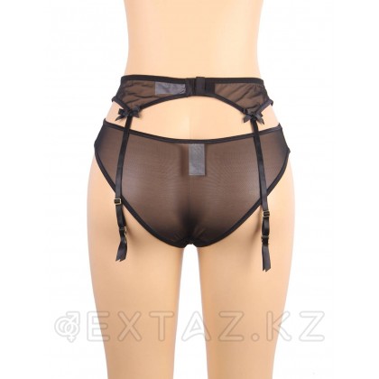 Пояс для чулок с ремешками и трусики черные Flower&bow (XS-S) от sex shop Extaz фото 4