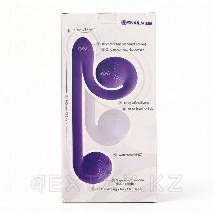 Вибромассажер для двойной стимуляции Snail Vibe фиолетовый от sex shop Extaz фото 3