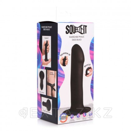 Гибкий силиконовый фаллоимитатор Squeeze-It Phallic (17,2×3,8 см) чёрный от sex shop Extaz фото 7