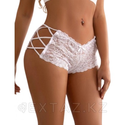 Кружевные трусики с шнуровкой на высокой посадке, белые, M-L от sex shop Extaz