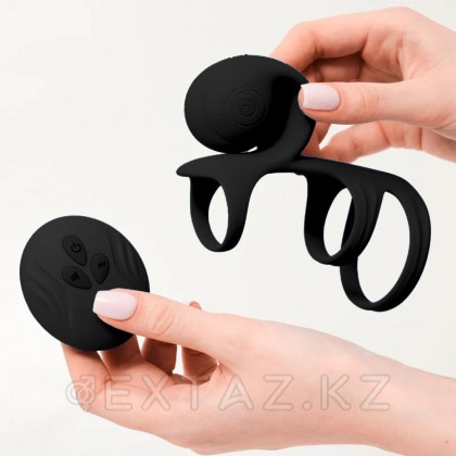 Эрекционное кольцо со стимуляцией для пар SVibe Snail JOVI Arc, черное от sex shop Extaz фото 2