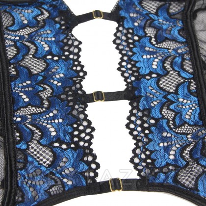 Комплект белья: корсет с подвязками и стрингами черно-синий (размер M-L) от sex shop Extaz фото 8