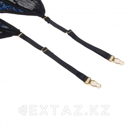 Комплект белья: корсет с подвязками и стрингами черно-синий (размер XS-S) от sex shop Extaz фото 4