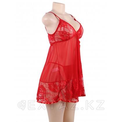 Красный пеньюар + стринги Floral (3XL-4XL) от sex shop Extaz фото 7