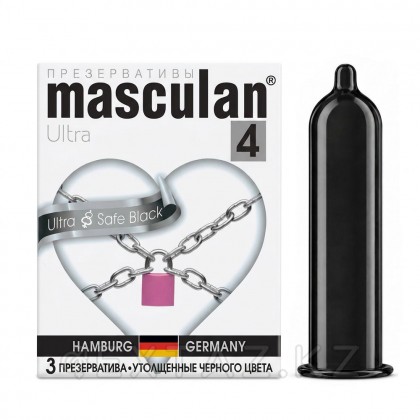 Презервативы MASCULAN 4 ULTRA & SAFE BLACK (УЛЬТРАПРОЧНЫЕ черные) 3 штуки от sex shop Extaz
