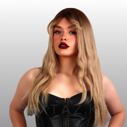 Парик искусственный, с чёлкой, имитация кожи, 60 см, 240 гр, цвет омбре русый/блонд от sex shop Extaz