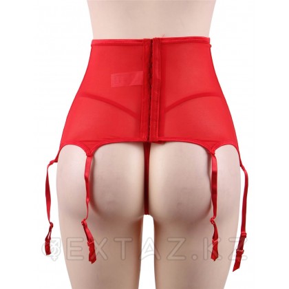 Пояс на высокой посадке с ремешками для чулок красные (размер XL-2XL) от sex shop Extaz фото 9