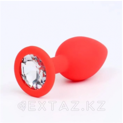 Анальная пробка с прозрачным кристаллом, красная (28 мм*72 мм) от sex shop Extaz фото 4