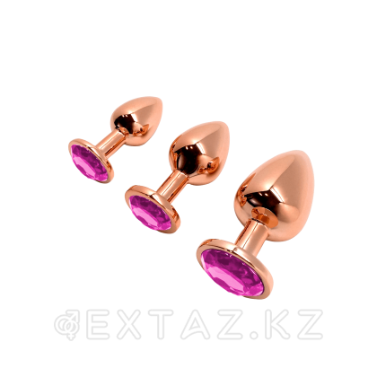Анальная пробка металлическая Tralalo золотая с розовым кристаллом от WOOOMY (9 *4 см.) от sex shop Extaz фото 4