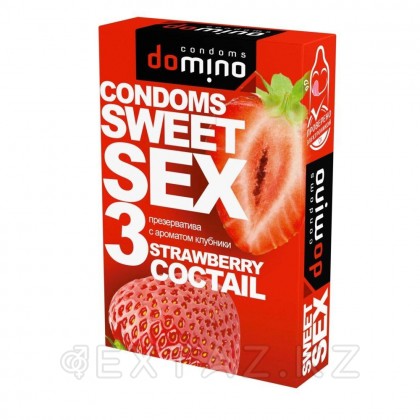 Презервативы DOMINO SWEET SEX STRAWBERRY COCTAIL 3 штуки (оральные) от sex shop Extaz фото 4