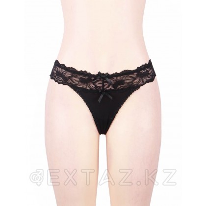 Трусики танга Sexy Floral Lace черные (размер XS-S) от sex shop Extaz фото 6