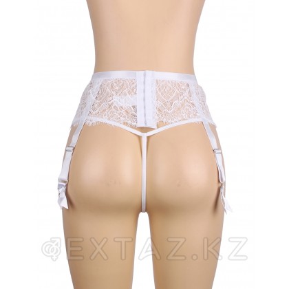 Кружевные трусики с поясом и подвязками для чулок кружевные белые Tender (XL) от sex shop Extaz фото 7