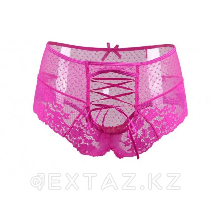 Трусики на высокой посадке Lace Strappy розовые (размер XL-2XL) от sex shop Extaz фото 6