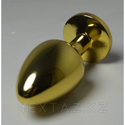 Маленькая золотистая анальная пробка с круглым кончиком и кристаллом - 7 см от sex shop Extaz фото 2