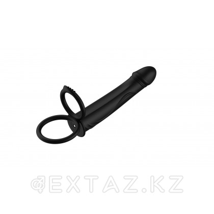 Двойное эрекционное кольцо с вибрацией и фаллоимитатором от sex shop Extaz