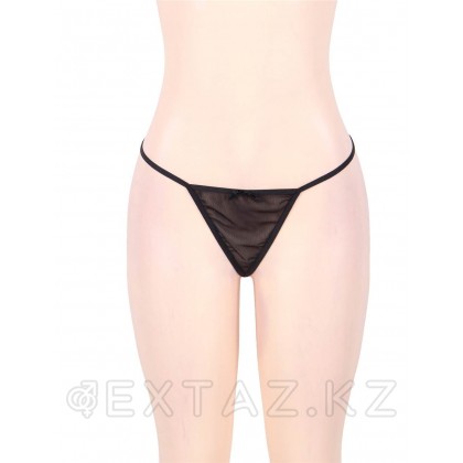 Комплект: черная прозрачная сорочка и стринги (размер XS-S) от sex shop Extaz фото 7