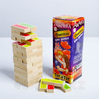 Падающая башня дженга, настольная игра для взрослых, с заданиями, 54 бруска, 18×6.5 см от sex shop Extaz