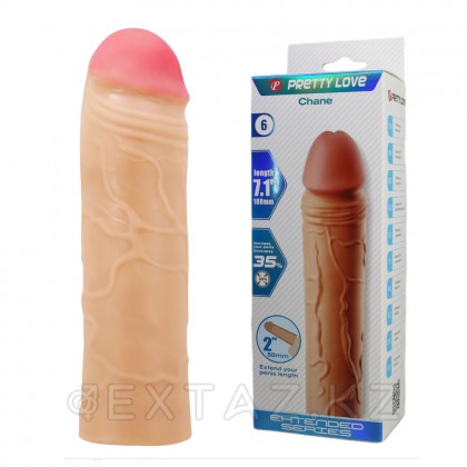 Реалистичная насадка на пенис Chane, бежевый, 18 см от sex shop Extaz фото 2