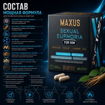 MAXUS БАД Sexual Euphoria for him (Сексуальная Эйфория для него), 60 капсул от sex shop Extaz фото 4