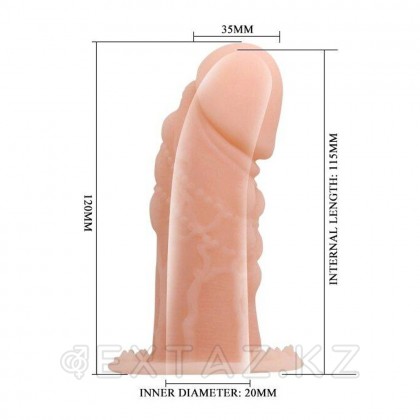 Реалистичная насадка на пенис Wolftooth Sleeve светлая (12×3,5 см) от sex shop Extaz фото 2