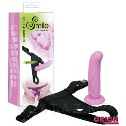 SMILE Страпон Silicone розовый от sex shop Extaz