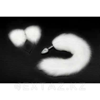 Анальная пробка с хвостом и ушками (белый) 7 см от sex shop Extaz