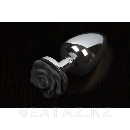 Маленькая анальная пробка с розочкой, серебристая - Пикантные Штучки, 6 см. от sex shop Extaz
