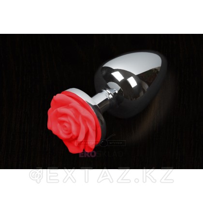 Маленькая анальная пробка с розочкой, серебристая - Пикантные Штучки, 6 см. от sex shop Extaz фото 2