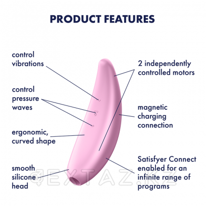 Вакуумный клиторальный стимулятор Satisfyer Curvy 3+ (розовый) от sex shop Extaz фото 3