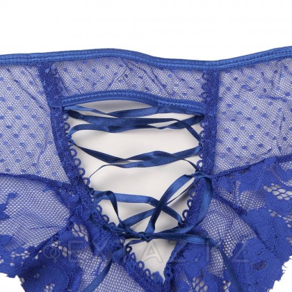 Трусики на высокой посадке Lace Strappy синие (размер XS-S) от sex shop Extaz фото 9
