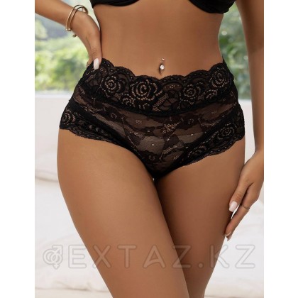 Трусики на высокой посадке с завязками, черные, XL-2XL от sex shop Extaz фото 3