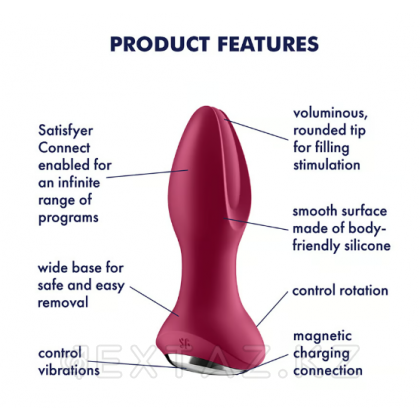 Анальный вибратор с имитацией римминга Satisfyer Rotator Plug 2+ бордовый от sex shop Extaz фото 6
