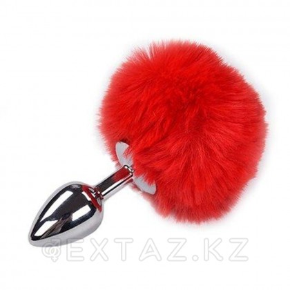 Металлическая анальная пробка с красным хвостиком Fluffy от Alive (7*3,2 см.) от sex shop Extaz фото 5