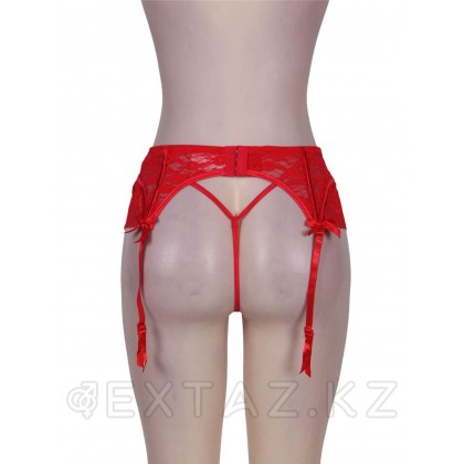 Кружевной пояс для чулок + стринги красные Sexy Lace (размер XS-S) от sex shop Extaz фото 3