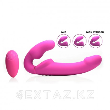 Надувной безременной страпон с вибрацией и пультом ДУ Strap U Remote Control Inflatable Ergo-Fit Strapless Strap-On, розовый, 14.6х3.8см от sex shop Extaz фото 2
