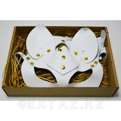 Набор из кожаных изделий белый (маска, браслет, чокер) от sex shop Extaz
