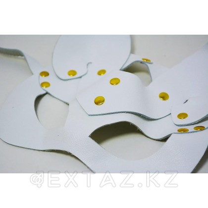 Набор из кожаных изделий белый (маска, браслет, чокер) от sex shop Extaz фото 5