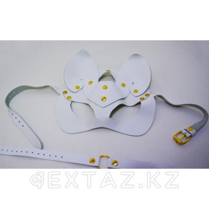 Набор из кожаных изделий белый (маска, браслет, чокер) от sex shop Extaz фото 3
