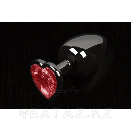 Анальная пробка маленькая с кристаллом в виде сердечка (рубиновая, 6 см) от sex shop Extaz
