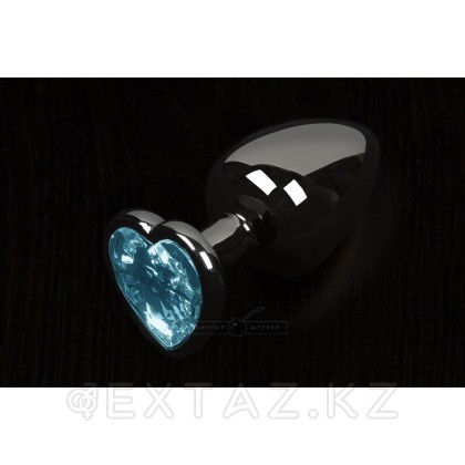 Анальная пробка маленькая с кристаллом в виде сердечка (голубой, 6 см) от sex shop Extaz